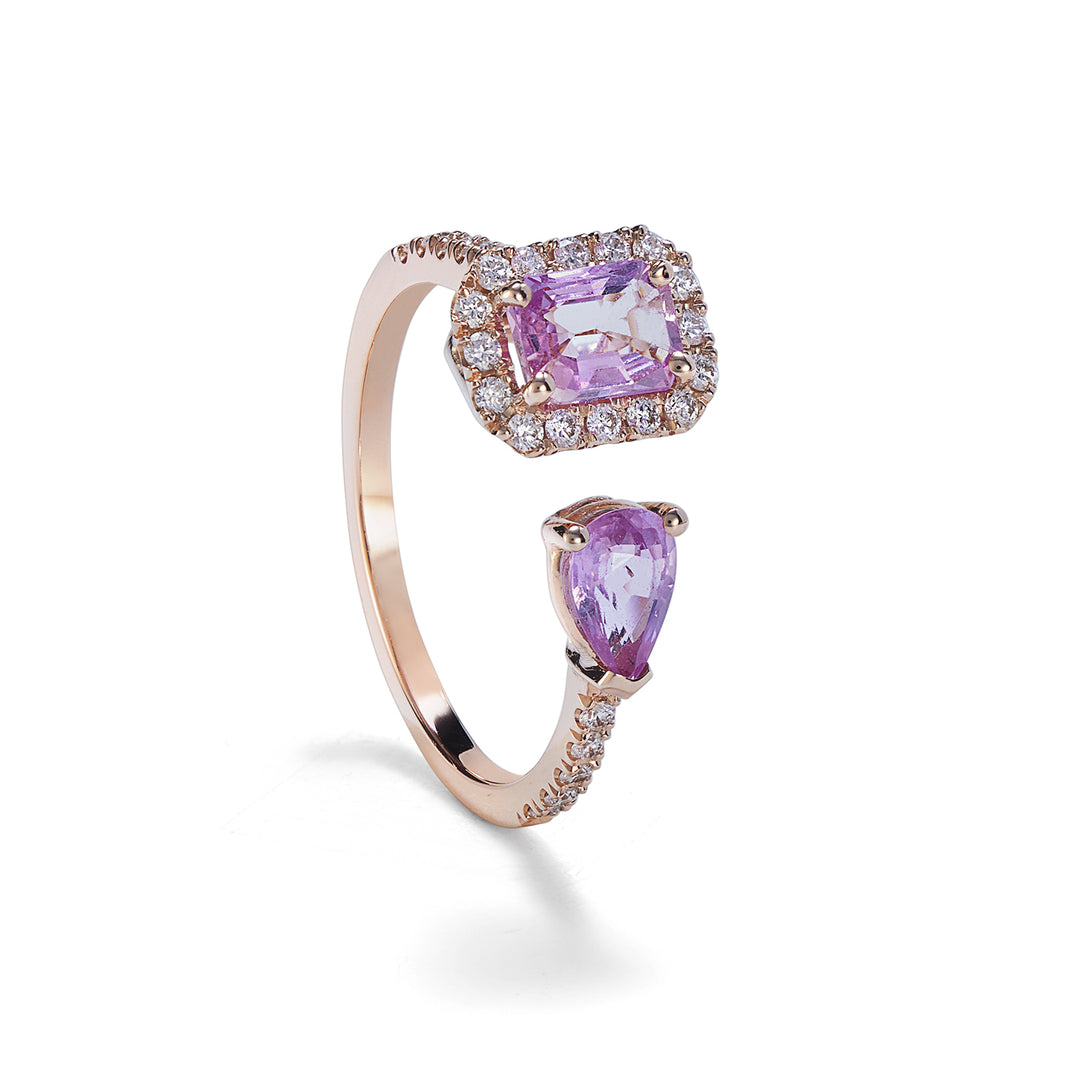Golay ring contrary pink sapphires 6x4 and drop 6x4 ACLC309DIZP-22146110023