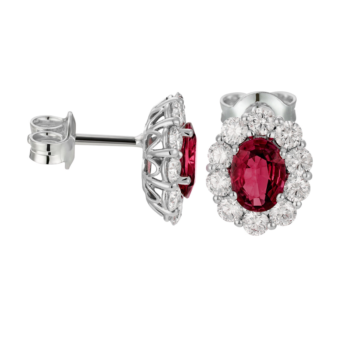 Golay ovale Rubinohrringe 7x5 und Diamanten OCL045DIRU-23321110204