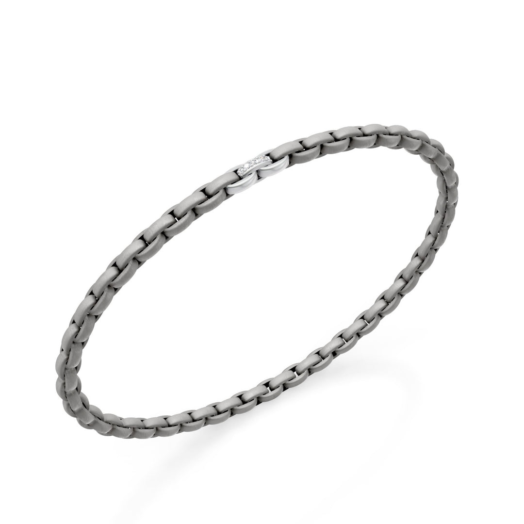 Golay gray titanium bracelet, with three platinum inserts, of which only the central one is set with diamonds, oval link, 18cm GBR034E3APTDIGR-180