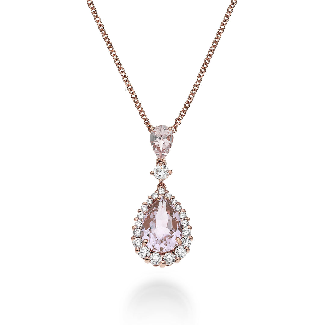 World Diamond Group collana morganiti a goccia 10x7 e 6x4 e diamanti PCL093DIMO2-23090110049