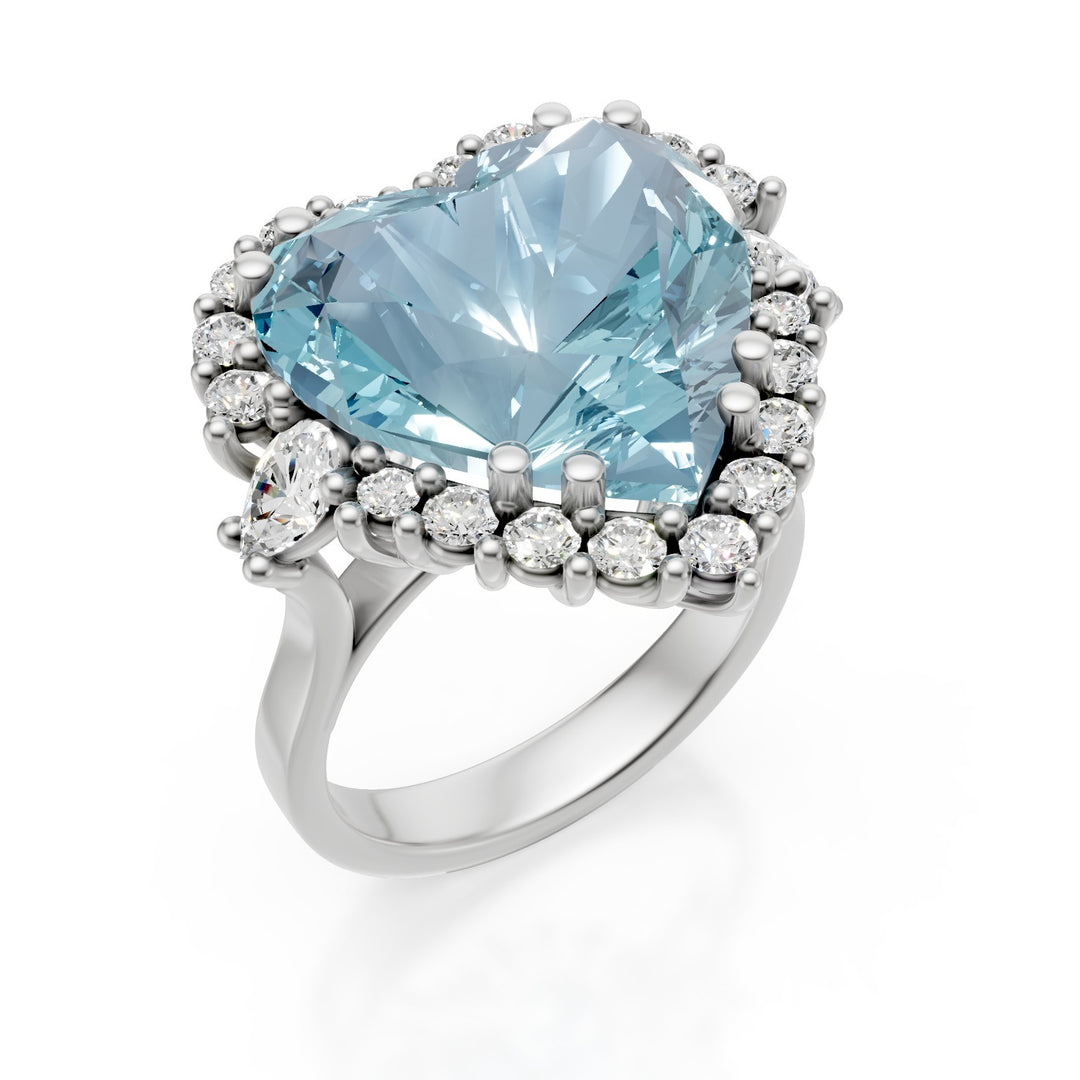 Bague aigue-marine coeur Golay 15x15 avec contour APU541DAQ-25192110081