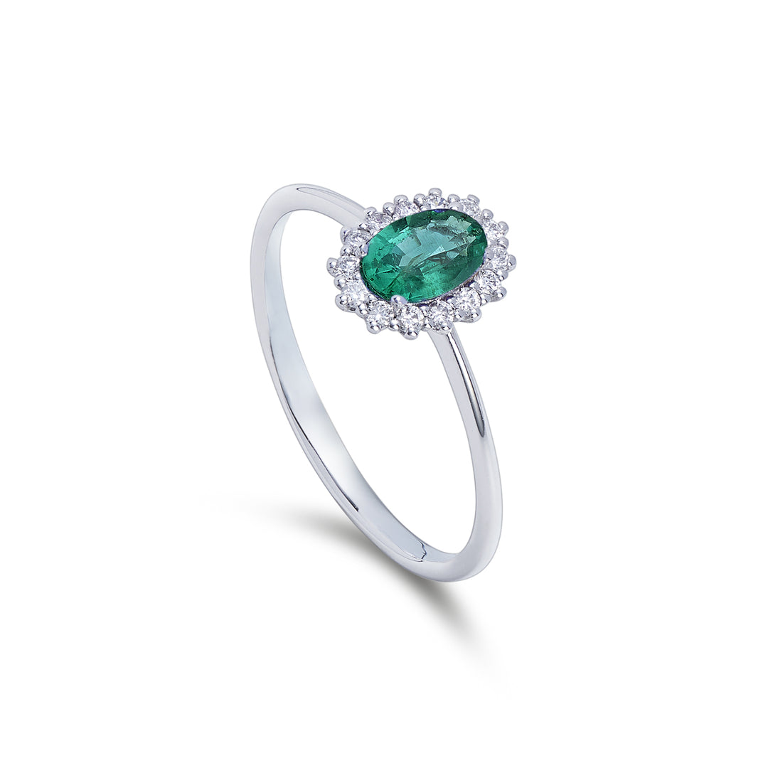 Nihama ein 18k Smaragd n. oval 6x4 ct.0,30 Durchm. 0,13 ct NA5141O4SMN