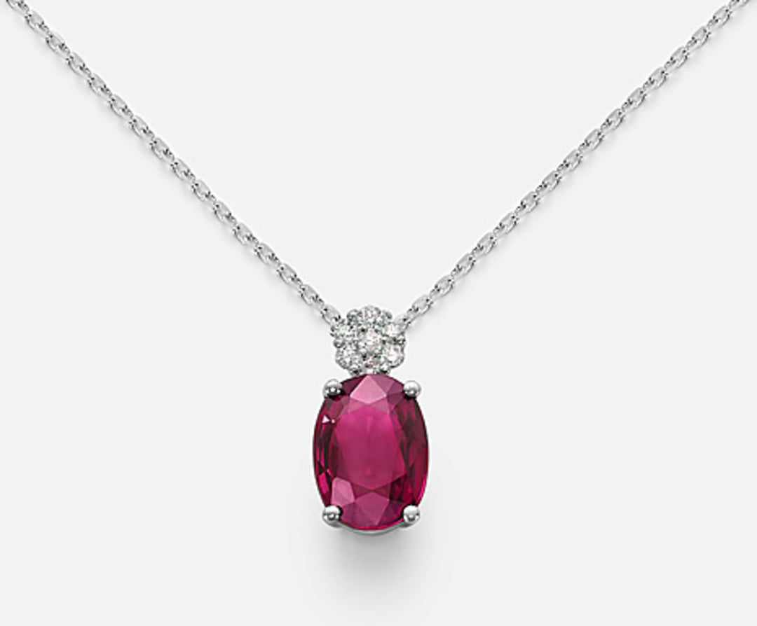 Mikiko cl 18k ruby ​​n. oval 7x5 ct.0.85 diam. ct.0.045 MD5025O4RBN085