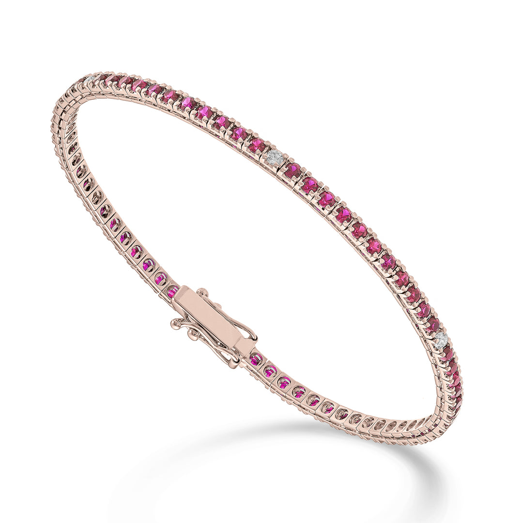 Nihama br tennis 18k rubini ct.2,00 diamanti ct.0,18 cm.17,5 oro rosa-80 castoni NBTQ220RBRDIO3