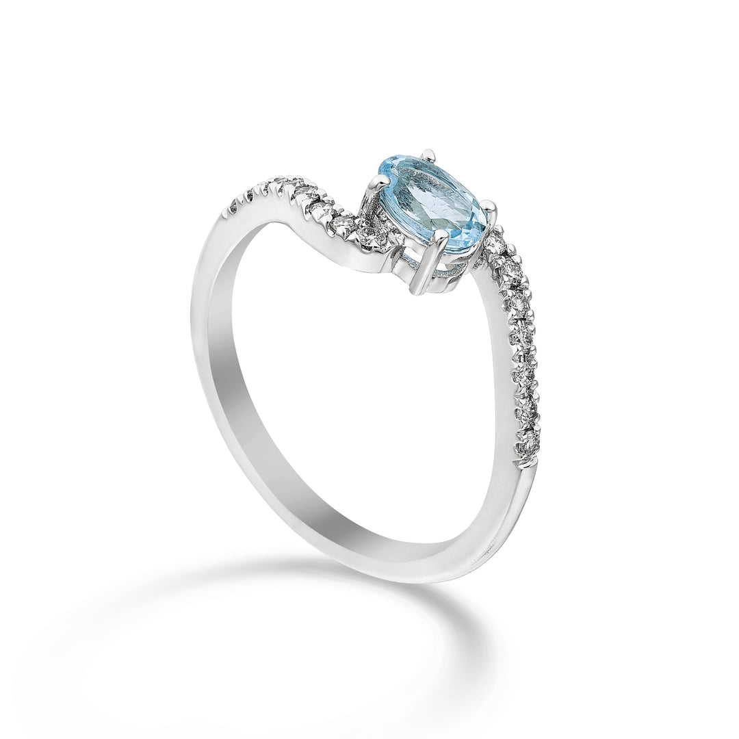 World Diamond Group anello acquamarina ovale 6x4 con gambo a "s" incas ACLG434DIAQ64-24085110044