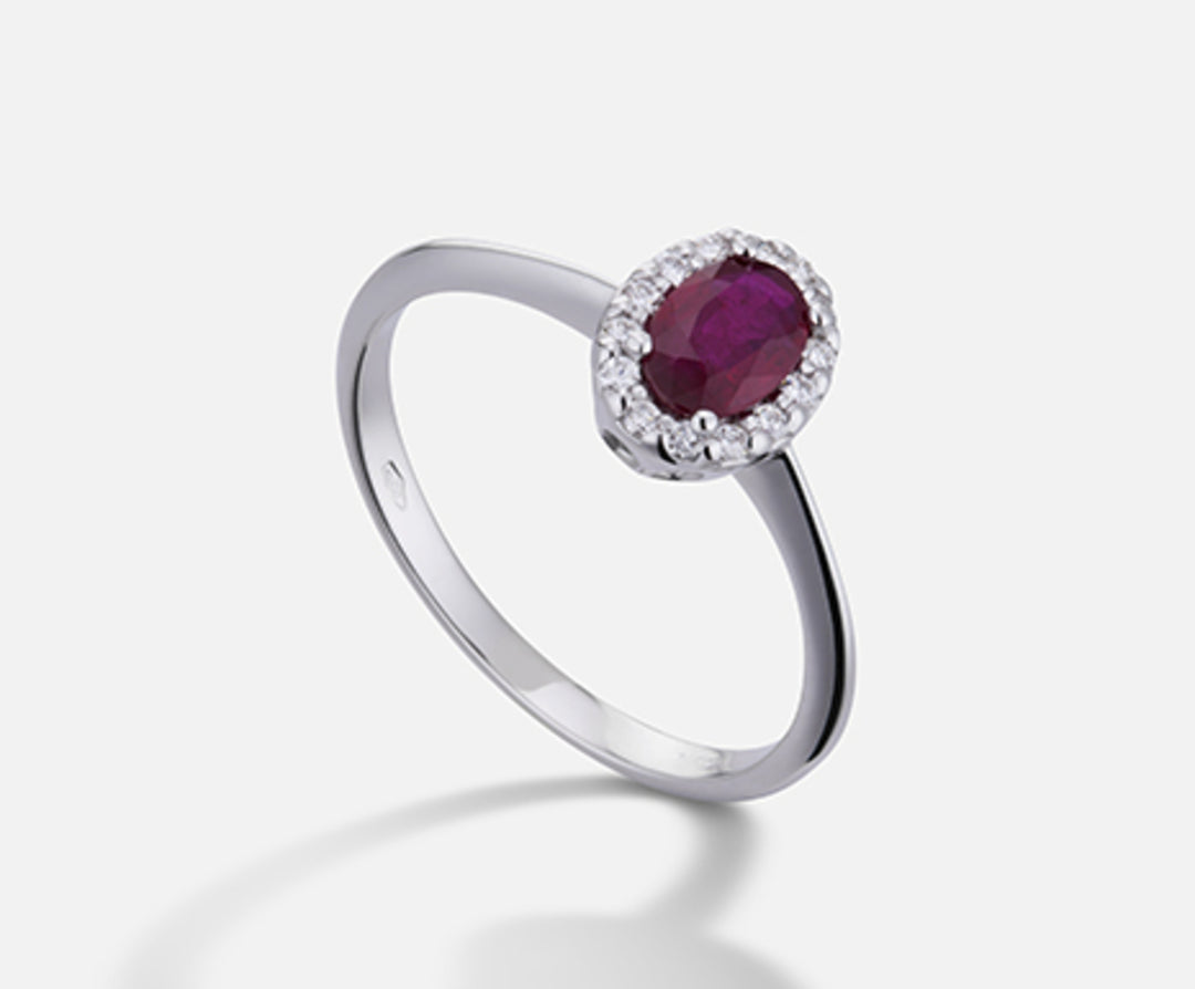 Nihama an 18k oval ruby 6x4 ct.0.40 dia ct.0.09 NA5115O4RBC