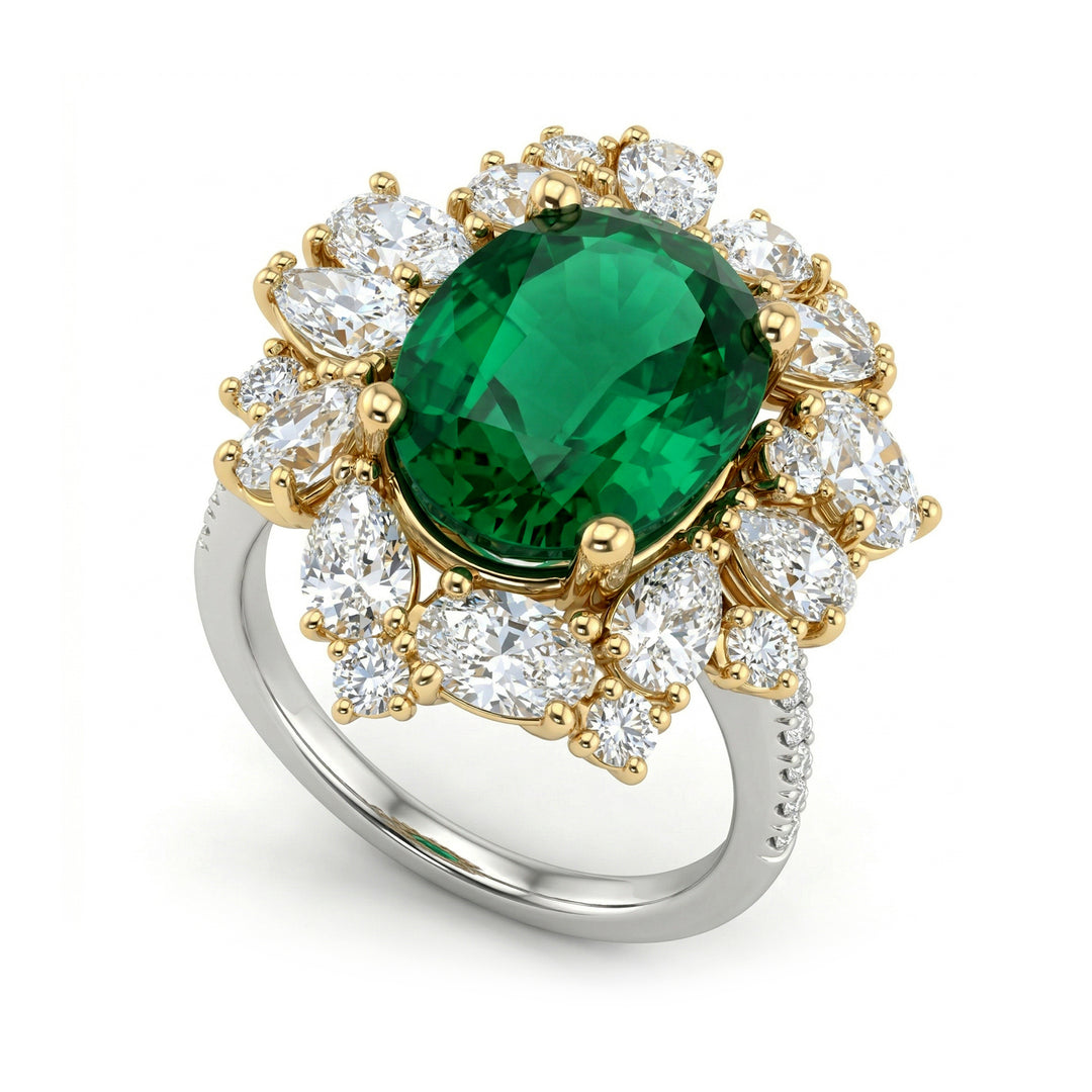 World Diamond Group ovaler Smaragdring 13x10 unregelmäßige Kontur ACLC852DSM1310BG-26086110080