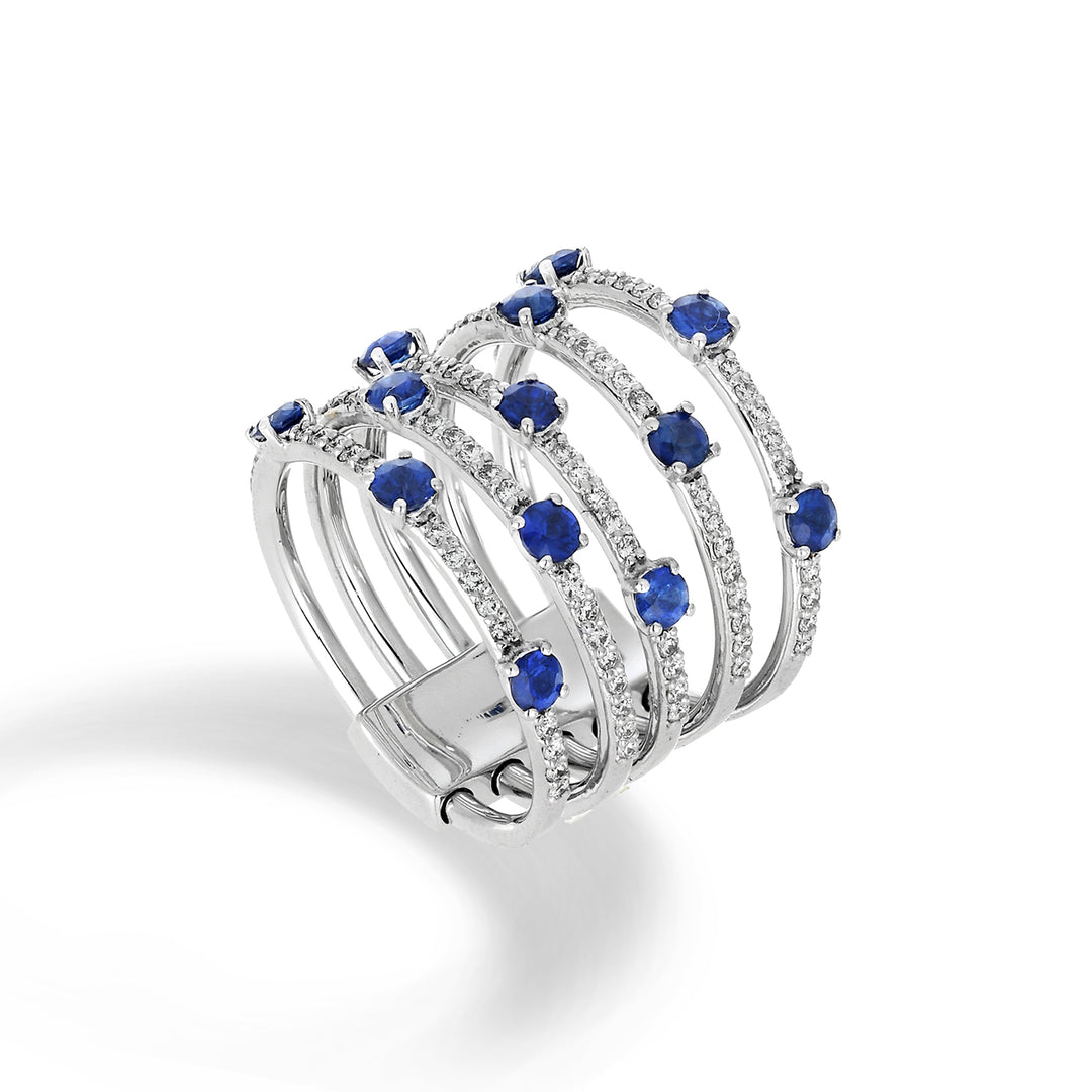 Golay anello multifila cinque file con diamanti+zaffiri ATM001DIZB-21291110045