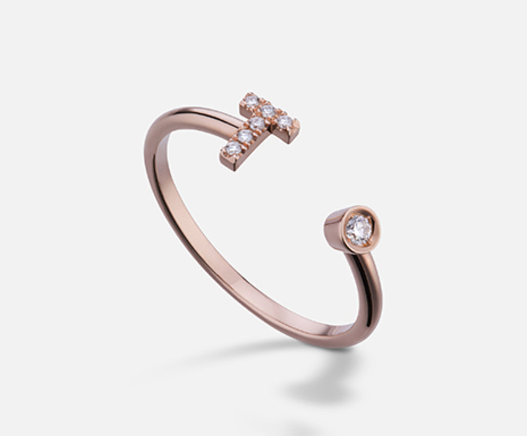 Golay an 9k lettera t small oro rosè diam. ct.0,06 GAFTD1R3