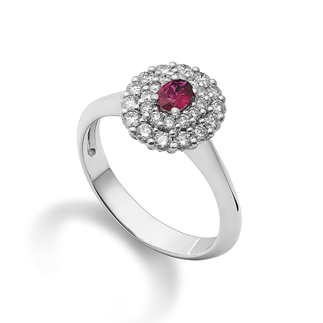 Golay-Ring mit 4x3 ovalem Rubin und doppelter Kontur ACLC128DIRU34-22143110178