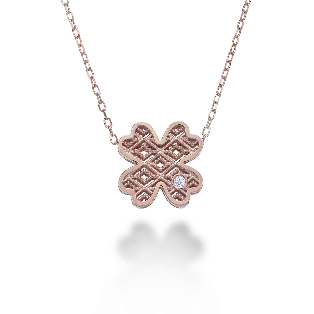 Mikiko cl 18k quadrifoglio oro rosè diam. ct.0,01 MDQUADRO3