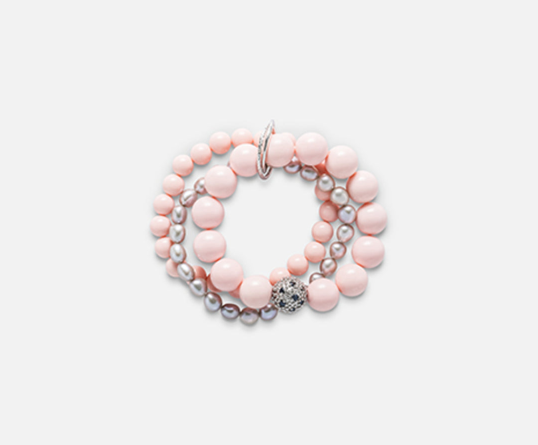 Mikiko br ag925 fw bar gr 6/7 aggloméré de corail rose 8/12mm MB7405A4CORALLO