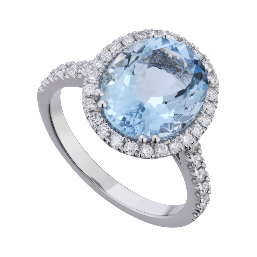 World Diamond Group oval aquamarine ring 10x8 and diamonds ACLC070DIAQ6-23072110074