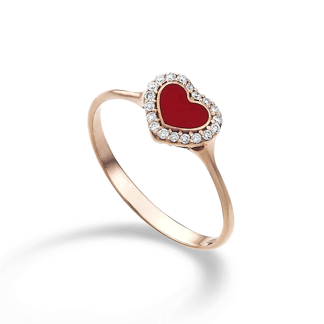 Nihama an 9k ct.0,10 small heart red enamel NA5134R3BR010