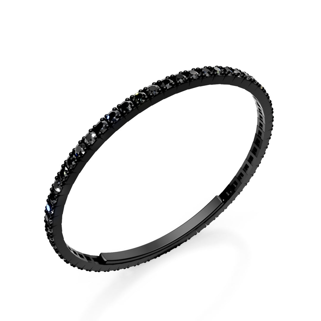X-Diamond bracciale tennis in titanio nero incassato interamente con diamanti black, con chiusura a farfalla, 18cm, terza misura LXDBRT013BKNE-180