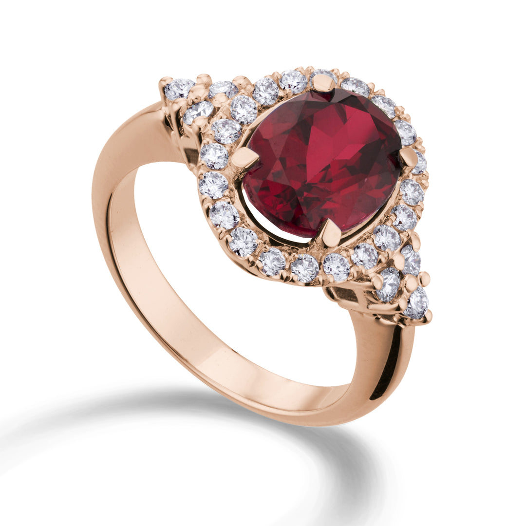 X-Diamond an 18kt lab g.d. ruby lab ov 8x10 ct. 3.30 diam ct. 0.50 LXDACLC131DRURO3