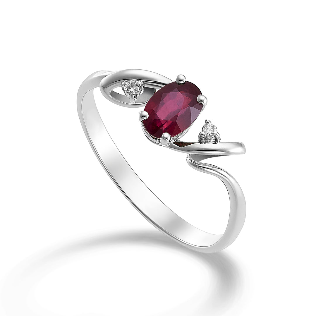 Nihama an 18k ruby ​​n. oval 6x4 ct.0.57 diam. ct.0,02 NA5057O4RBN057