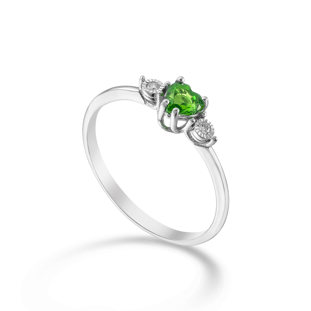 Nihama un cœur 4x4 émeraude 18 carats et diamants NA5202O4BE
