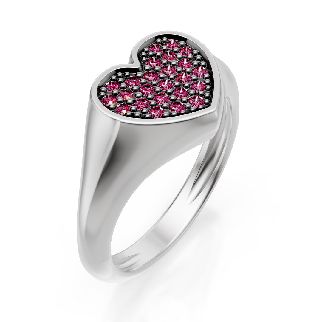 Bague coeur rose World Diamond Group taille 10 avec or blanc z.pink ACH004ZPB