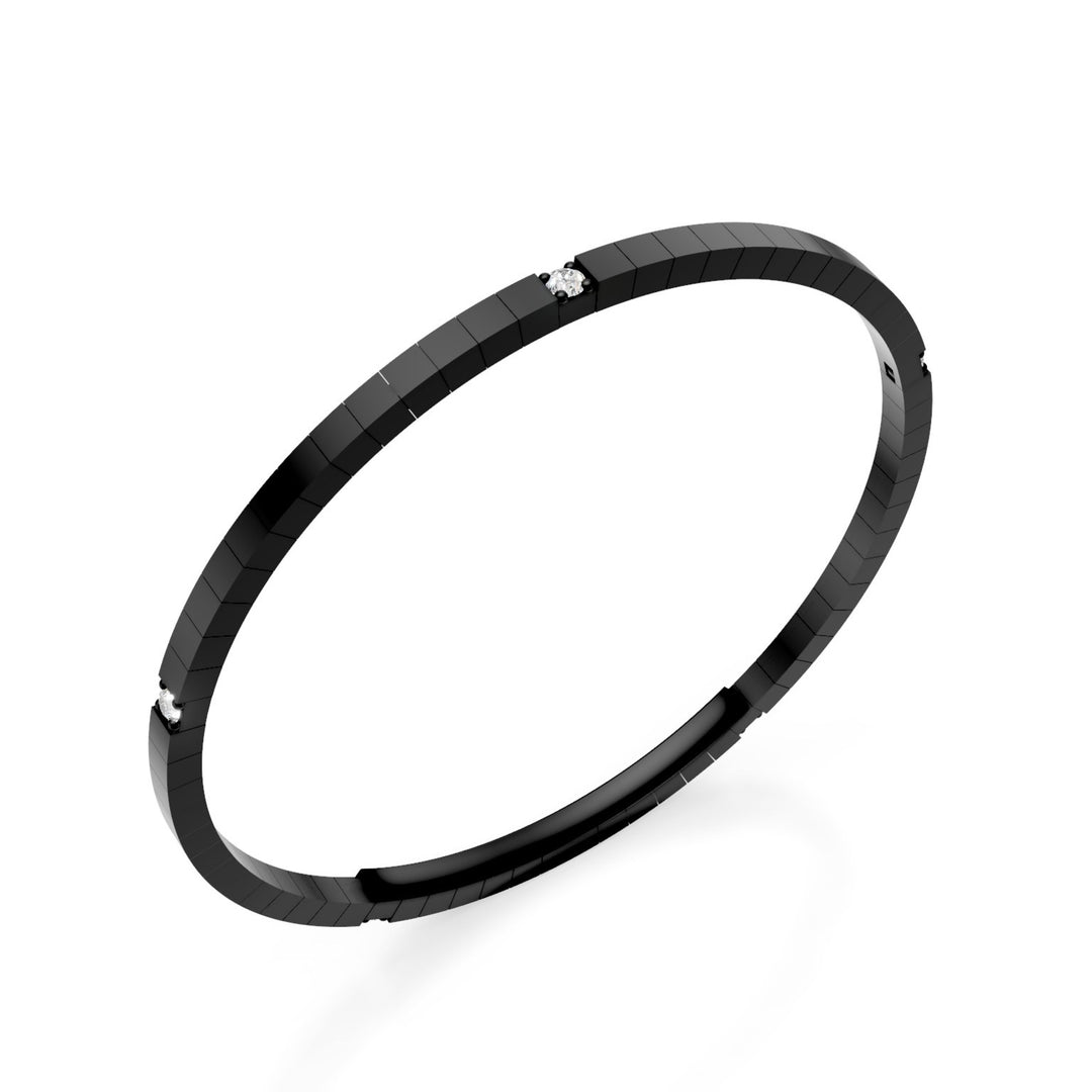 Bracelet tennis X-Diamond en titane noir avec cinq points de laboratoire g.d. et fermoir papillon, 18,5 cm, troisième taille LXDBRT013S5DINE-185