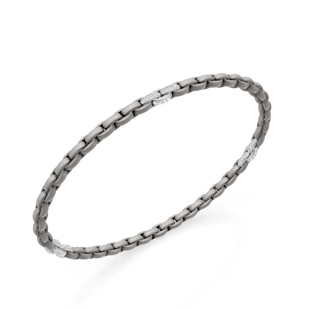 Bracelet Golay en titane gris, avec 9 inserts pavés en platine, maillon ovale, 18,5 cm GBR034E9PTDIGR-185