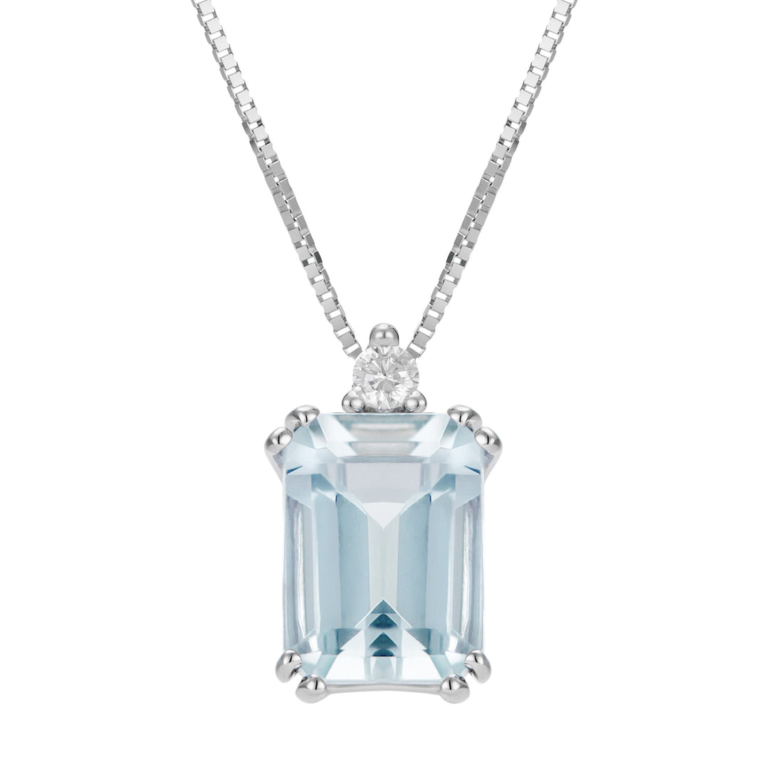 Collier aigue-marine octogonal 8x6 World Diamond Group et diamant PCL090DIAQ3-21013110039
