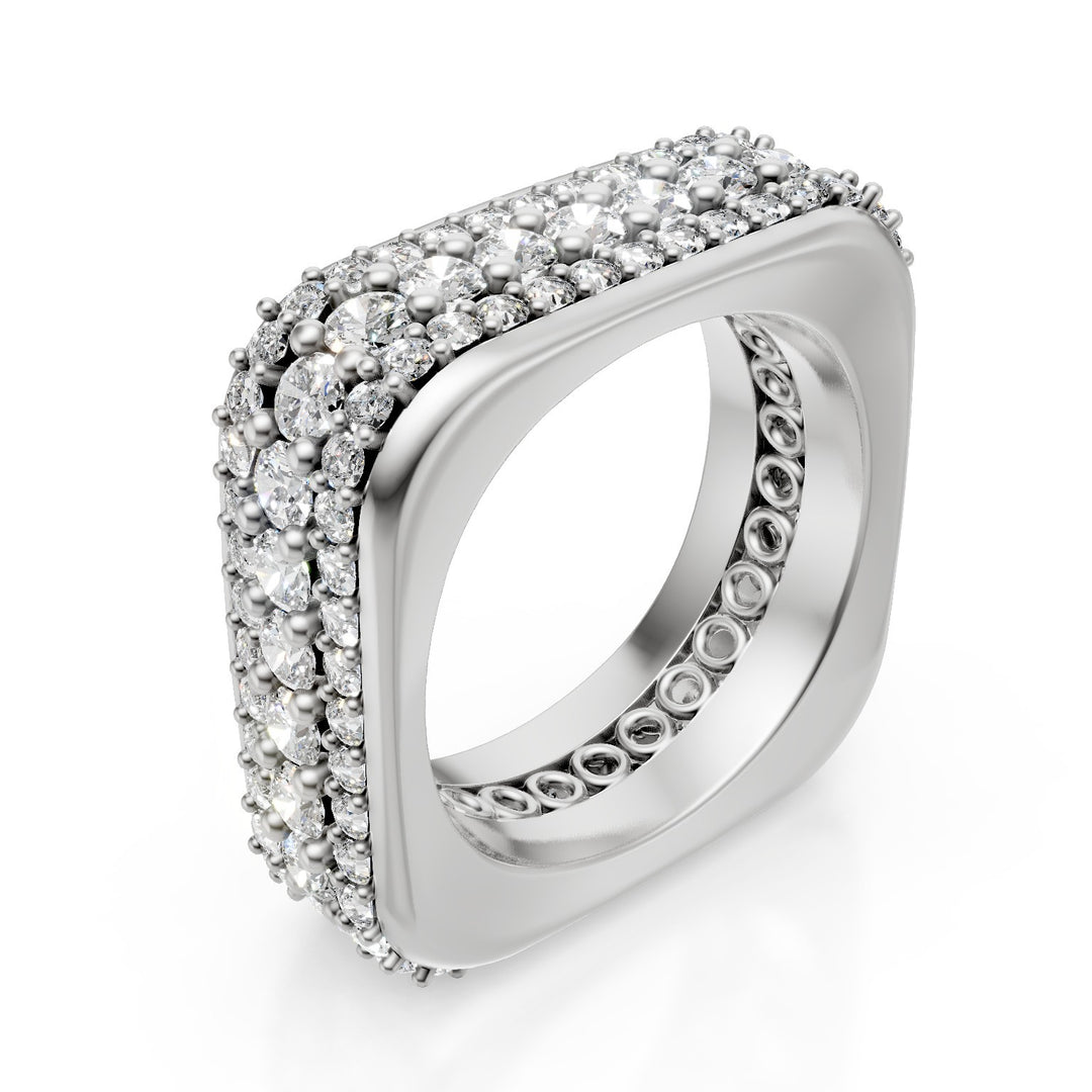 Golay finger ring cubika line 3 rows ACUBETDI2-19344110104