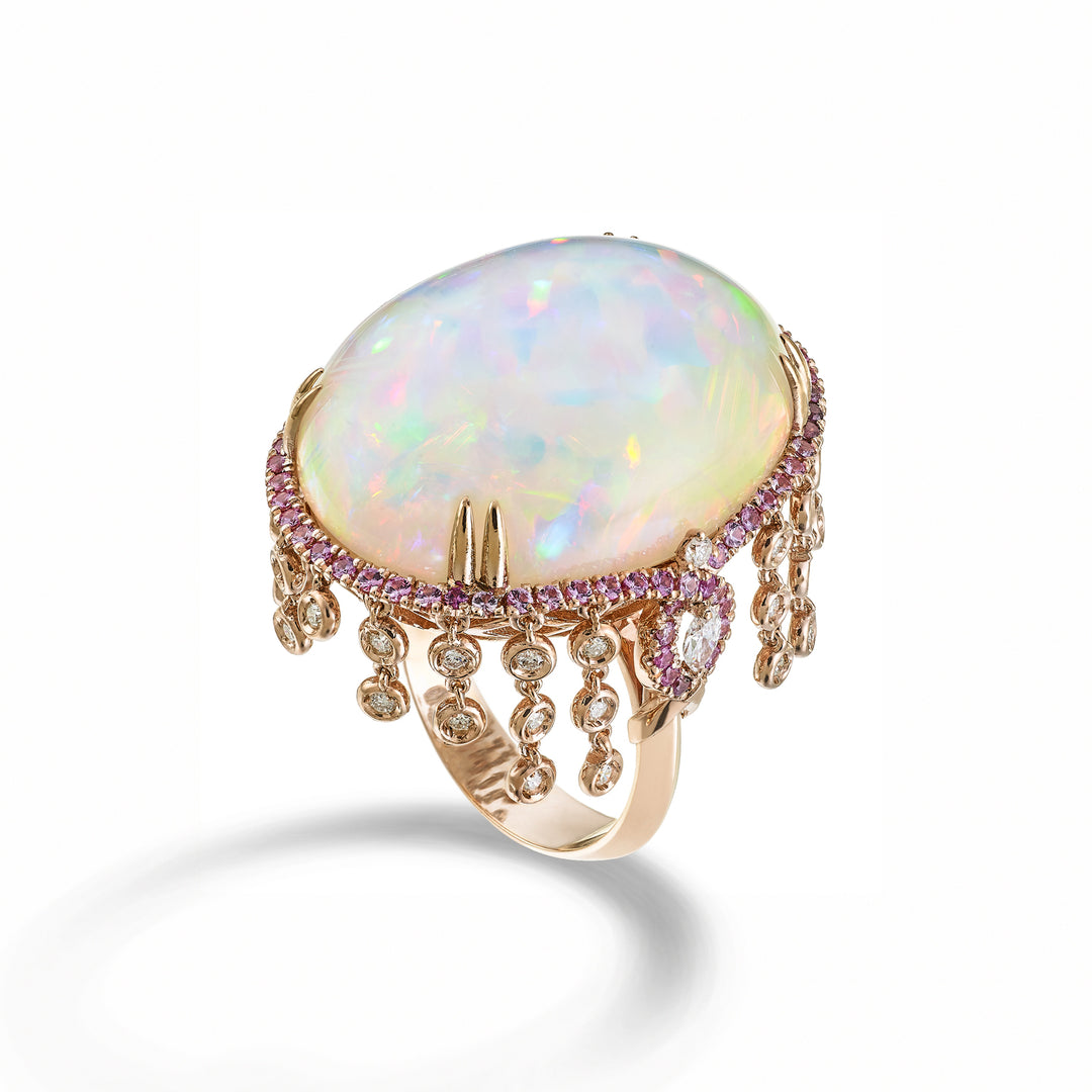 Golay, ein Opal-Cabochon von ov 28,06 ct mit Diam und rosa Zaff ACLC018DIZPOP-23283110075