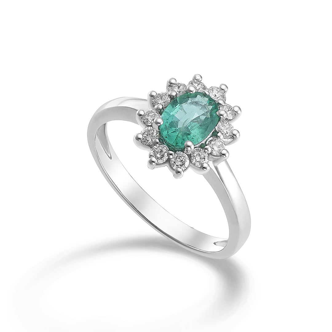 Mikiko an 9k smeraldo ovale 7x5 ct.0,60 diam. ct.0,30 MA5094R4BE