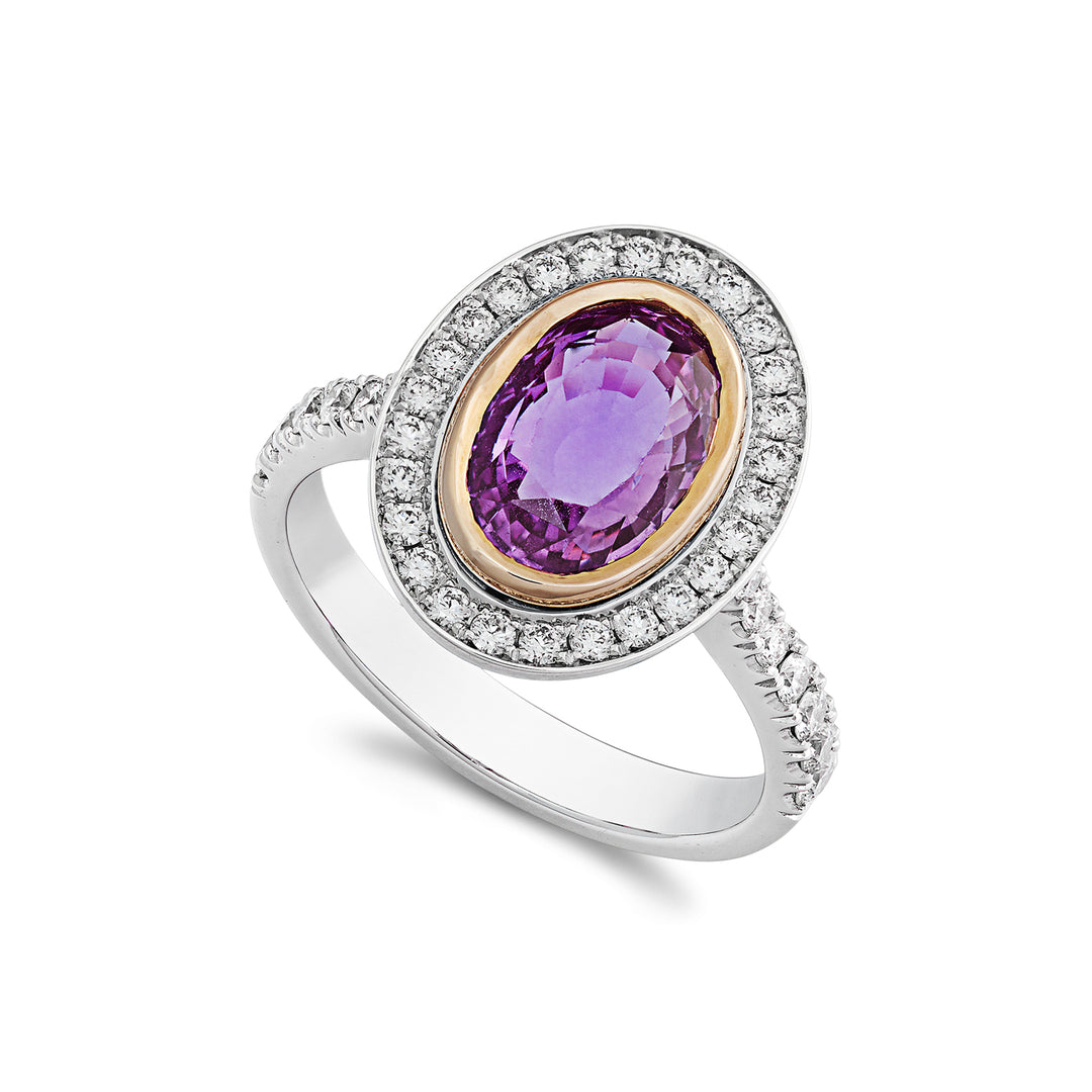 Golay oval pink sapphire ring 7x10 and contour diamonds ACLC049DIZP-22048110018