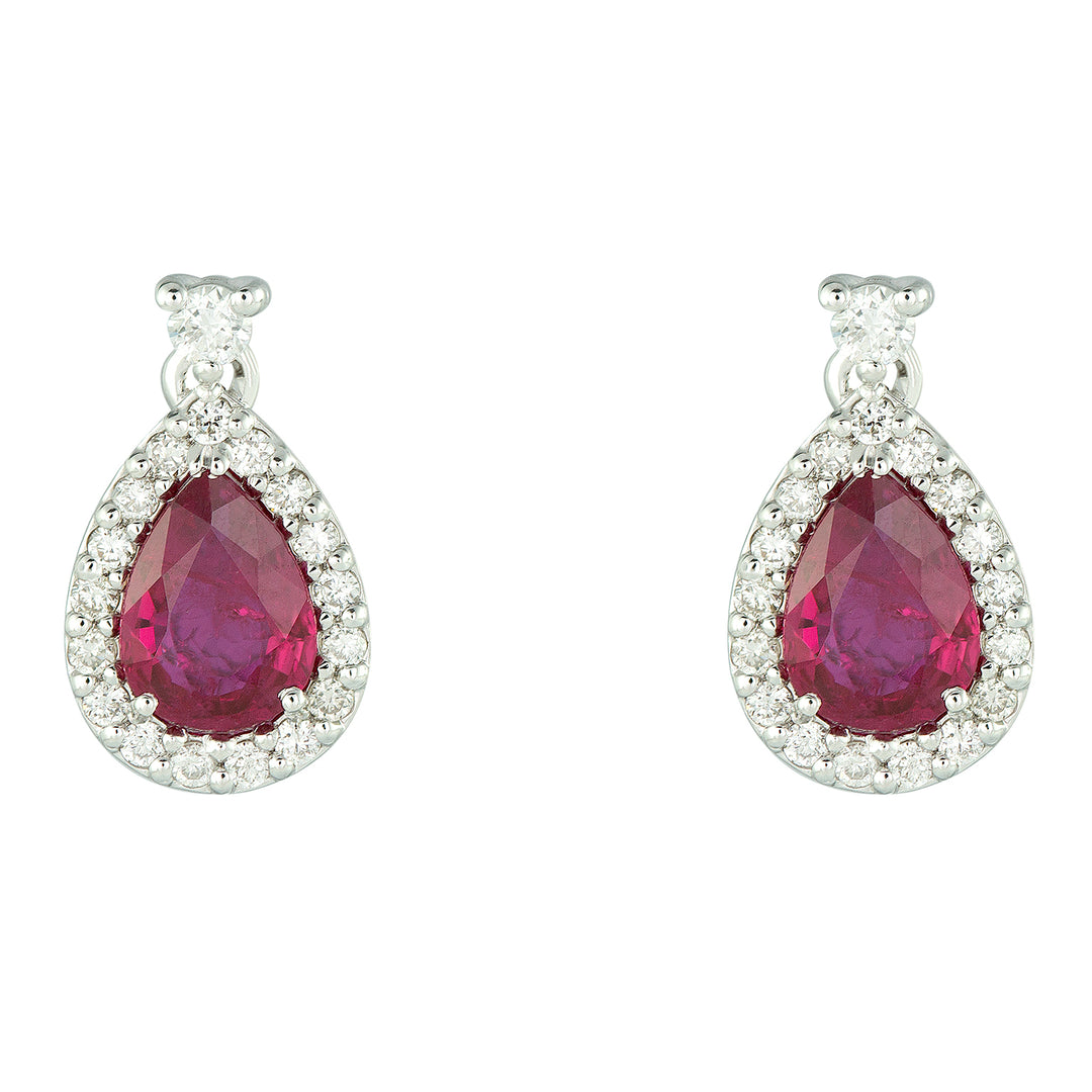 Golay-Rubin-Tropfenohrringe 5x7 mit Diamanten OCL032DIRU-22158110082