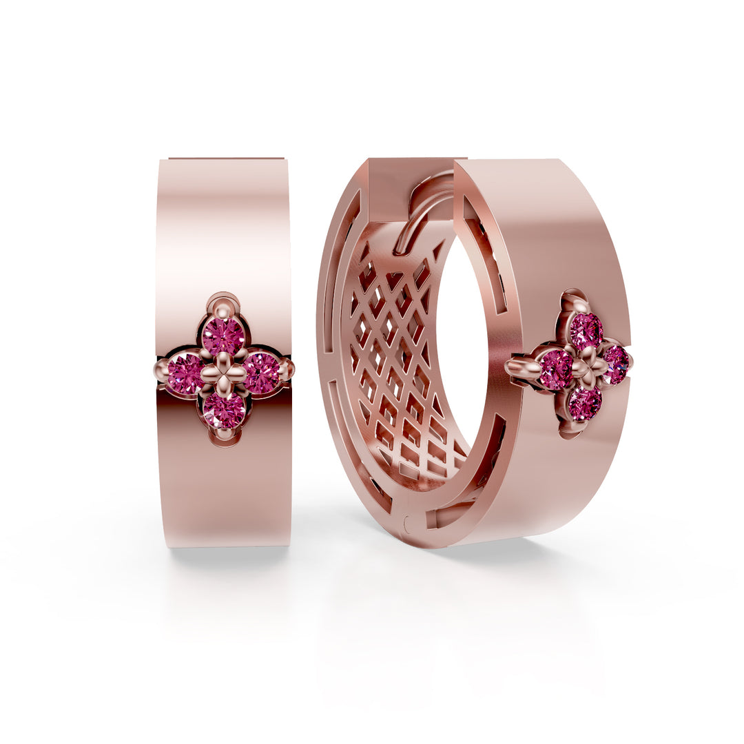 Golay kleine Creolen mit rosa satiniertem rosa Saphir OFFI04ZPSR16