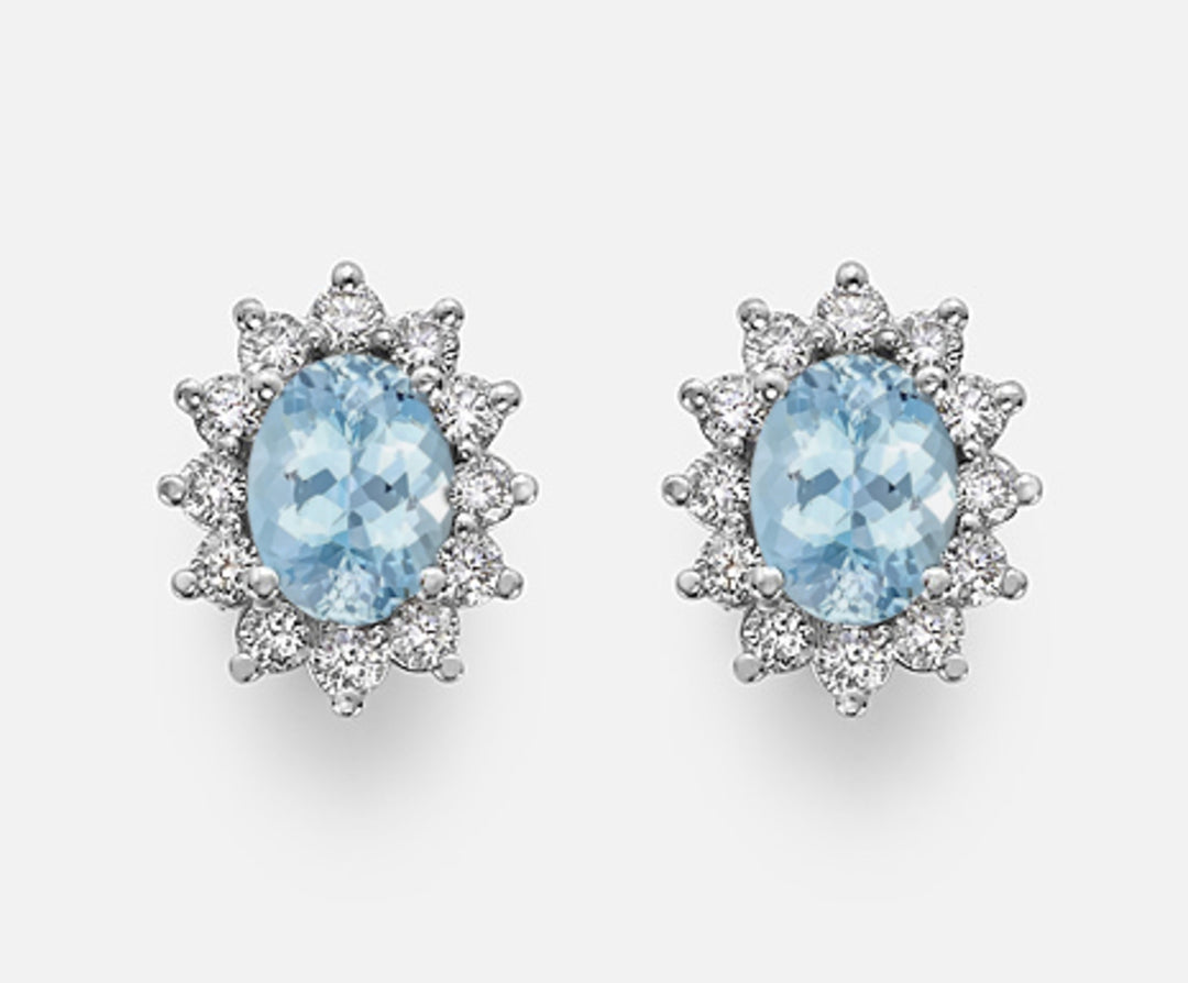 Nihama or 18k acquamarina ovale 7x5 ct.1,00 diam. ct.0,60 NO5031O4AM