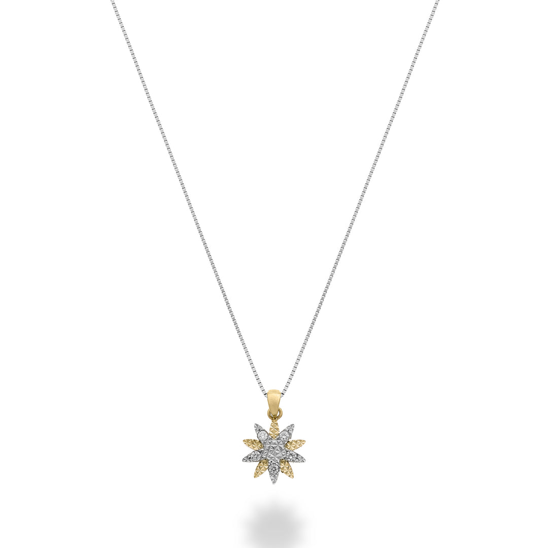Mikiko cl 9k flower pattern with diamonds, elements in yellow gold and white gold MD5200R7BR003