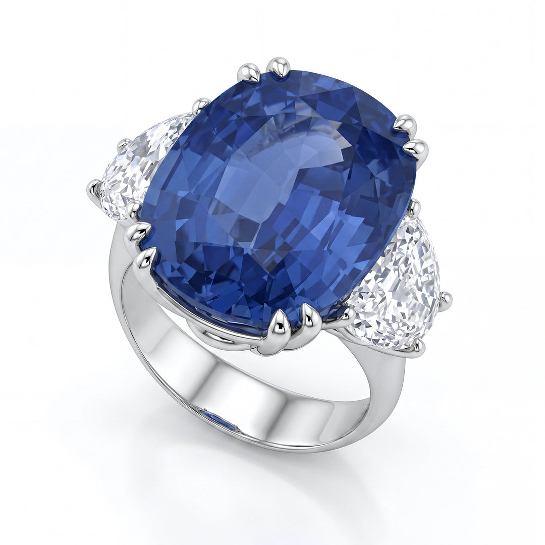 World Diamond Group anello con zaffiro 20,66 ct. e diamanti mezzelune APU487DIZB-22348110013
