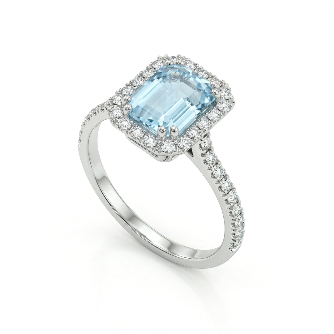 World Diamond Group 8x6 octagonal aquamarine and diamond ring ACLC072DIAQ4-23072110081