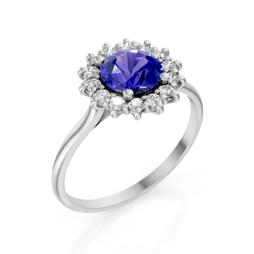 Bague tanzanite Golay 6x6 ronde et cont. diamants ACL118DITZ-25065110072