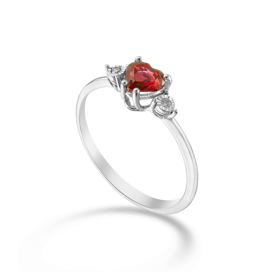 Nihama un rubis coeur 18 carats 5x5 et diamants latéraux NA5215O4RBR