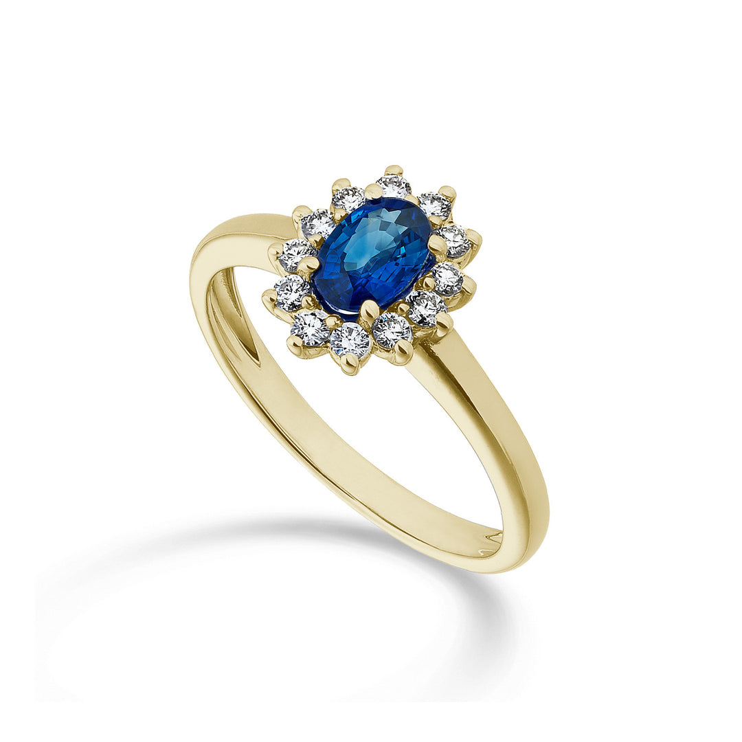 Nihama, ein 18 Karat ovaler Saphir, 6x4 Gelbgold, 0,40 ct Durchm. 0,23 ct NA5093O1ZFD