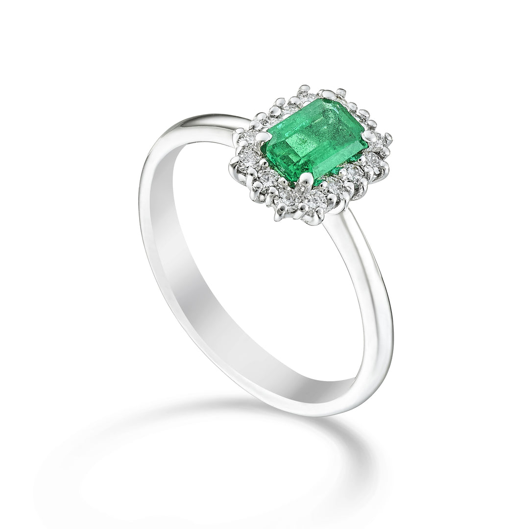 Golay octagonal emerald ring 6x4 and 14 stones ACL058DISM64-23300110087