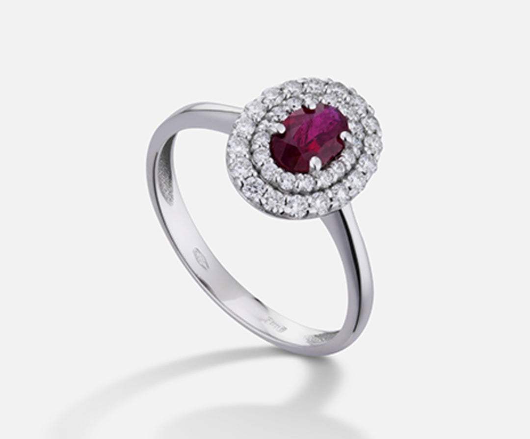 Mikiko an 18k ruby ​​n. oval 6x4 ct.0.40 dia ct.0.33 MA5117O4RBN040
