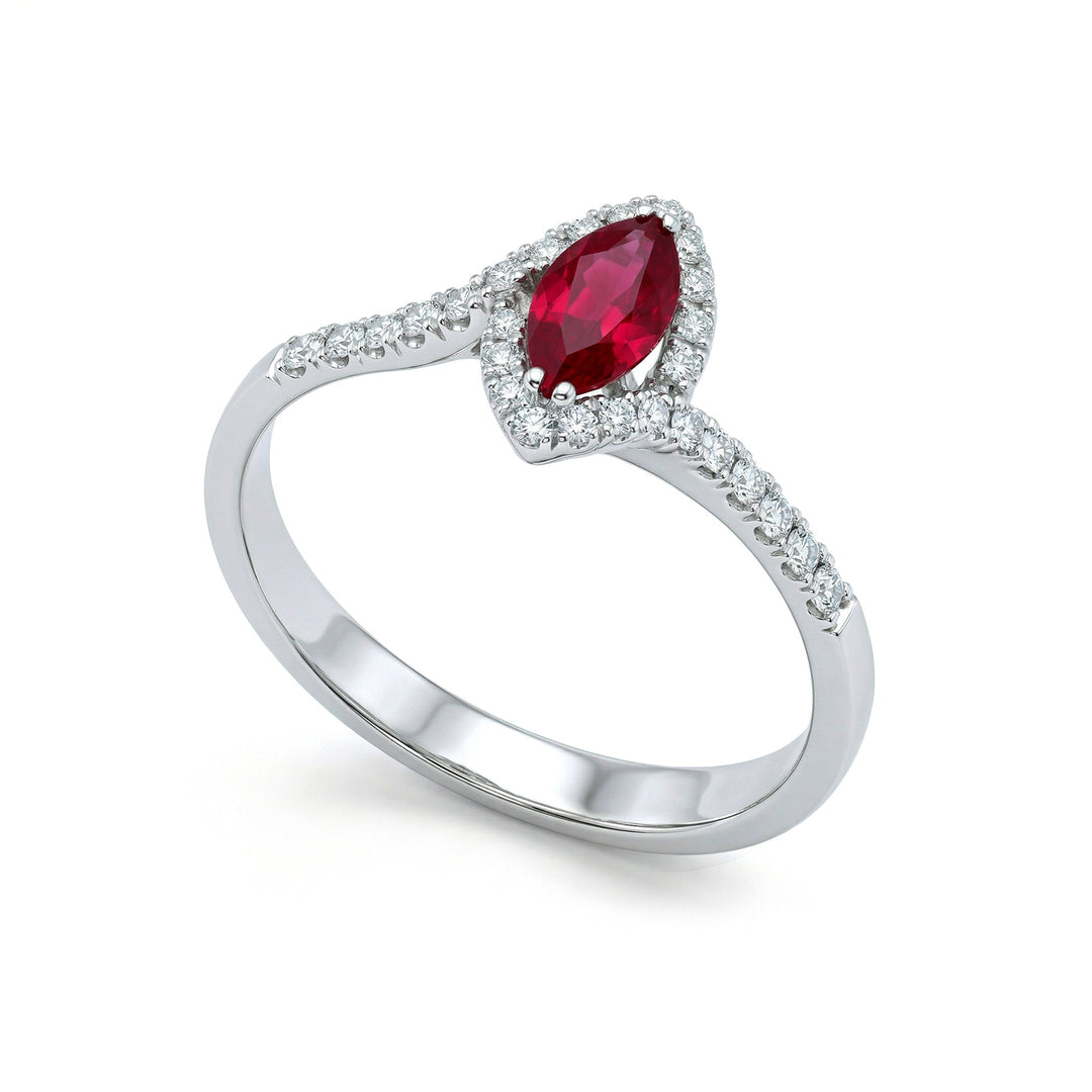 Golay 8x4 Marquise-Rubinring mit Konturdiamanten ACLC030WDIRU-22210110006