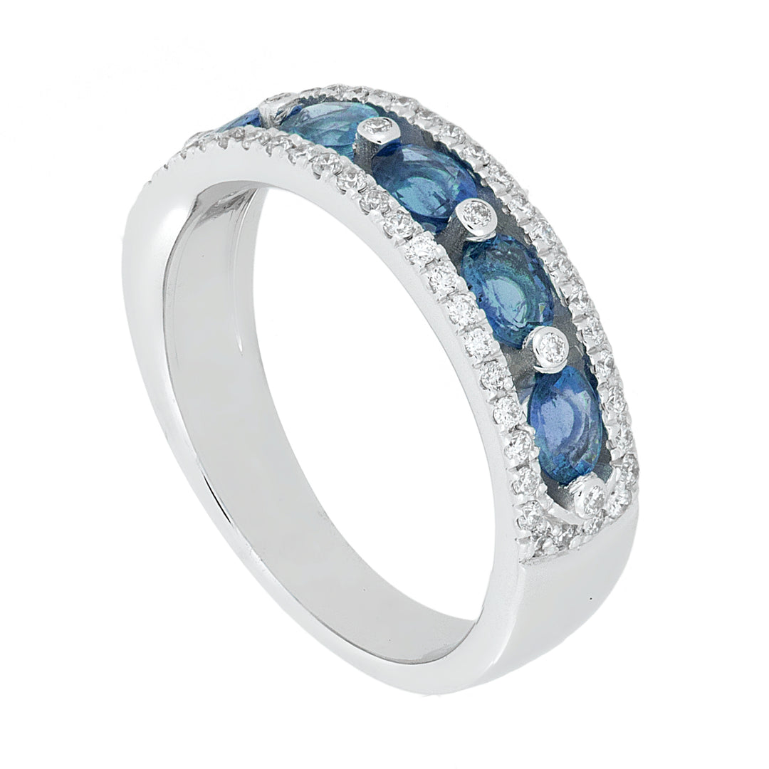 Golay half round track band ring with oval sapphires AFMG006WDIZB-16127110013