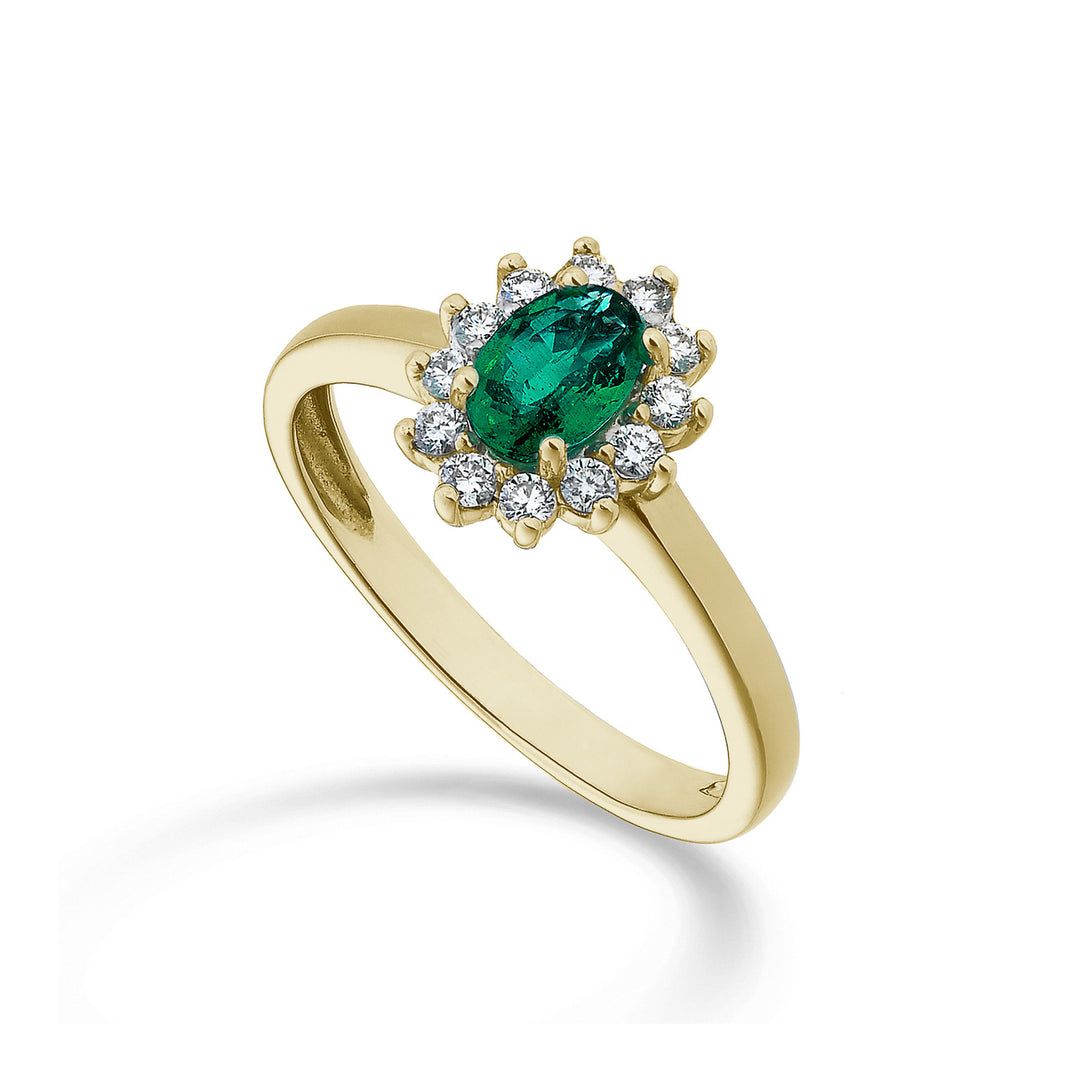 Mikiko, ein 18 Karat ovaler Smaragd, 6x4 Gelbgold, 0,30 ct Durchm. ct.0,23 MA5093O1BE