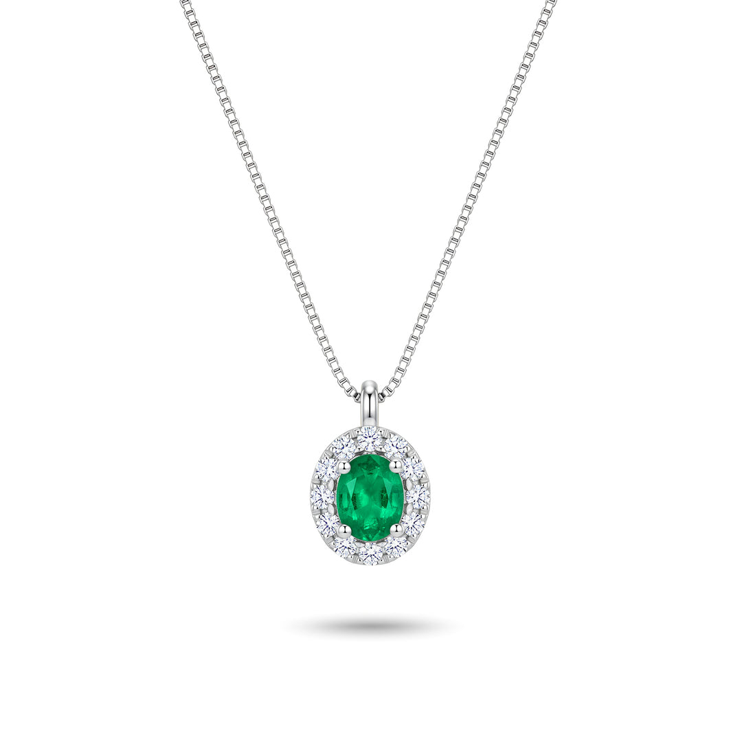 Mikiko cl 18k oval emerald 4x3 with diamond surround MD5201O4SMN