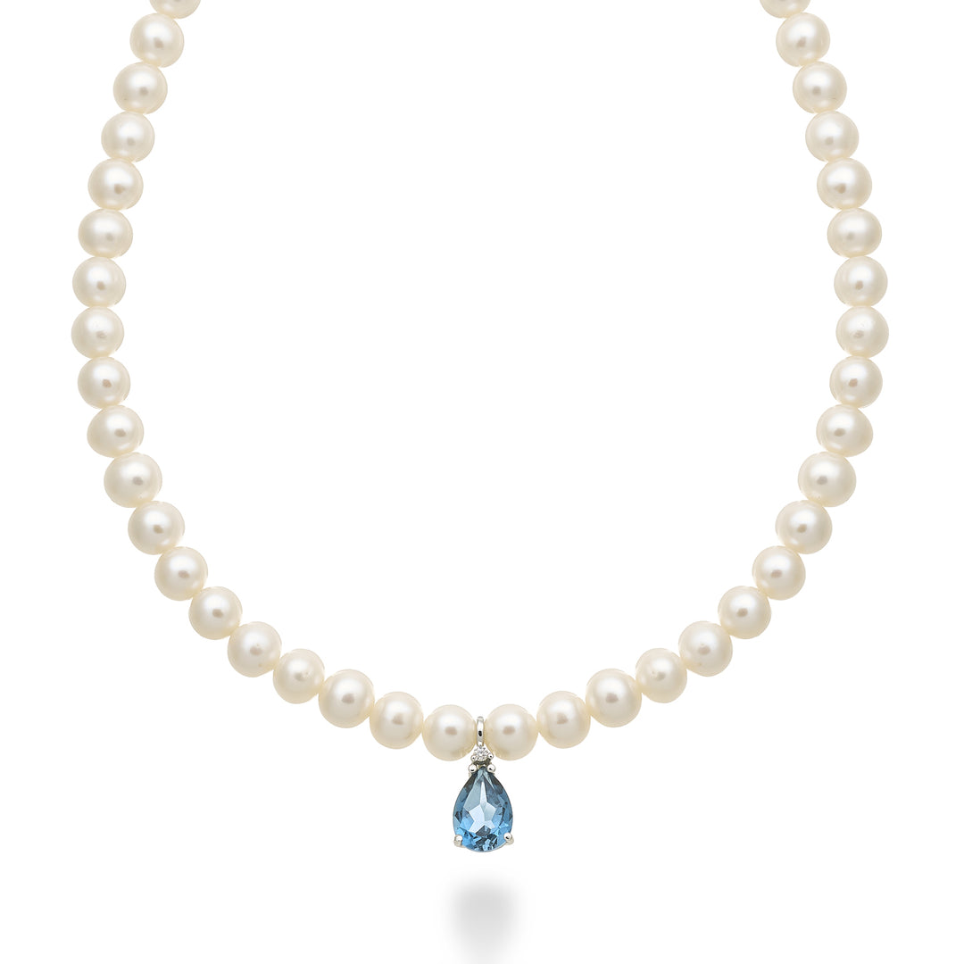 Mikiko cl 18k fw 6/6,5 topazio blu london goccia 10x7 ct.2,30 diam. ct.0,02 anellino a molla MC1577O4TPBL60