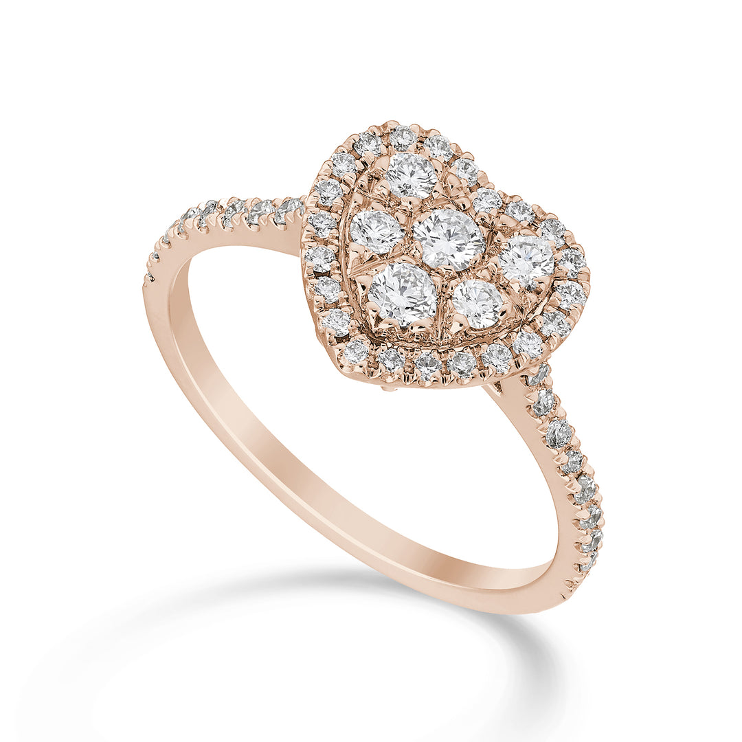 Bague cœur multi-pierres Golay, tige incrustée d&