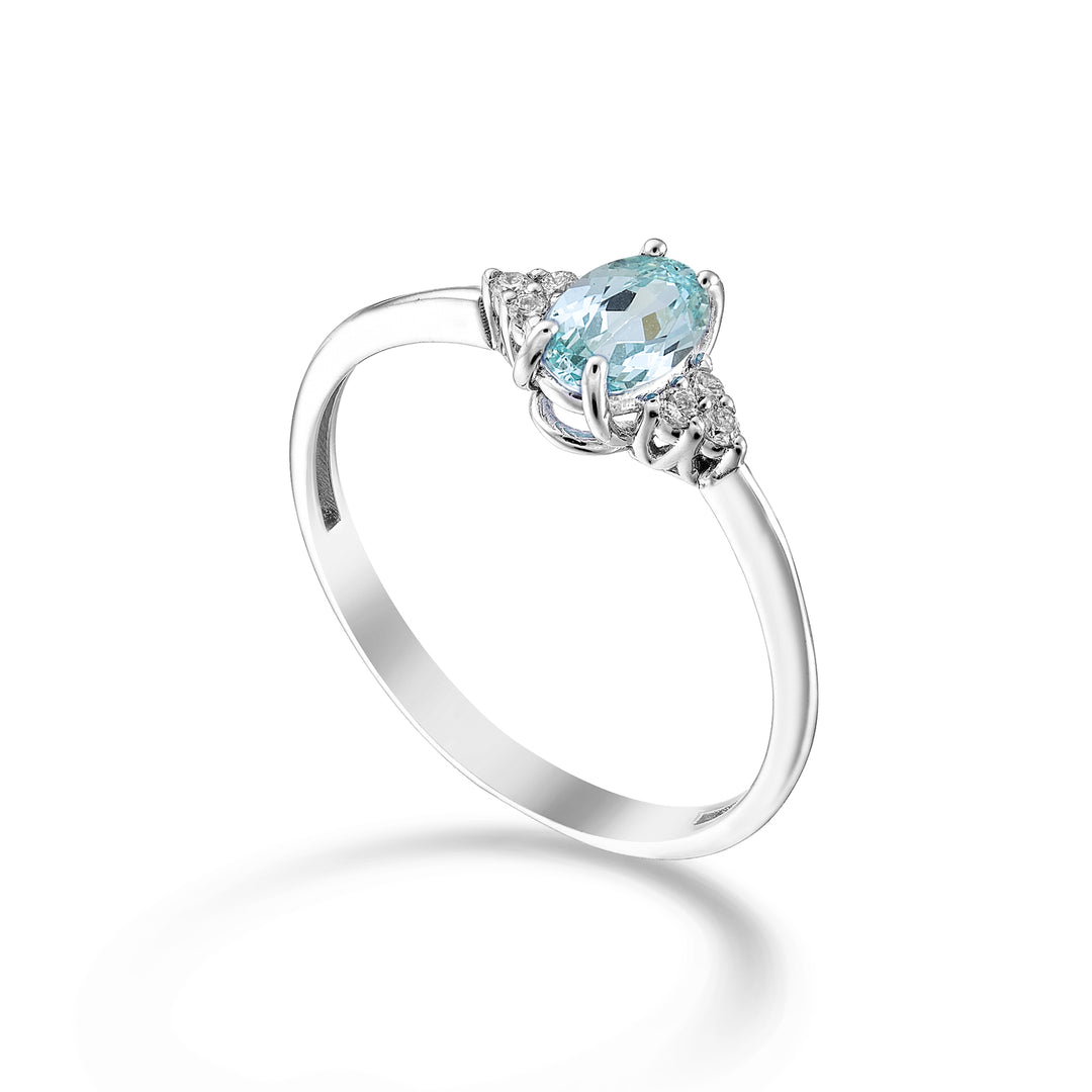 Nihama, ein 18 Karat ovaler Paraiba-Turmalin 6x4 und seitliche Diamanten NA5211O4PAR
