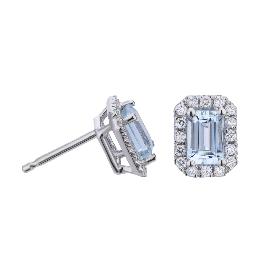 World Diamond Group 6x4 octagonal aquamarine and diamond earrings OCL072DIAQ2-23165110040