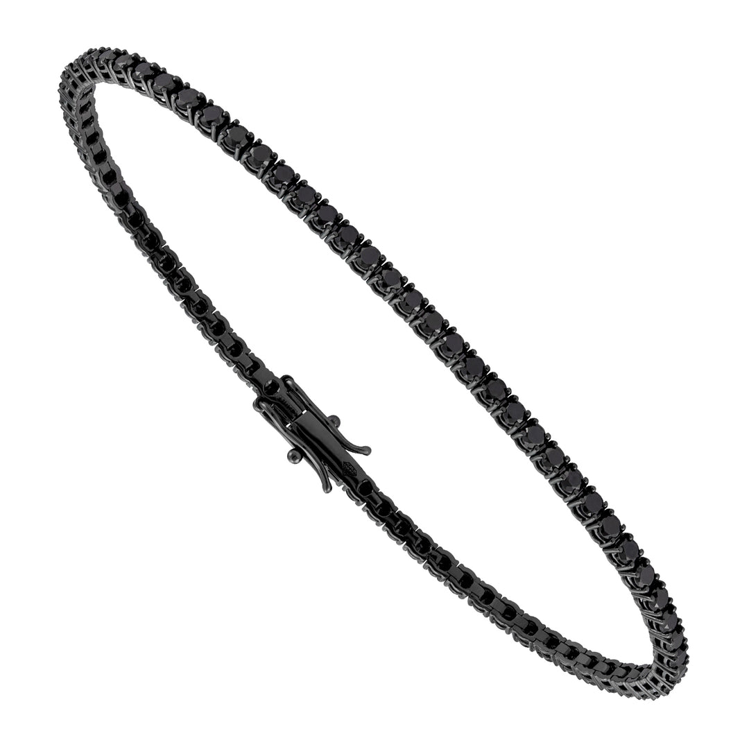 World Diamond Group Tennisarmband aus 9-karätigem Schwarzgold, Größe 17, BTF001BK2-375-24094110165